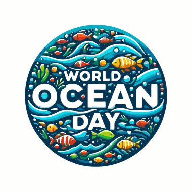 Dünya Okyanusu Günü vektör illüstrasyonu