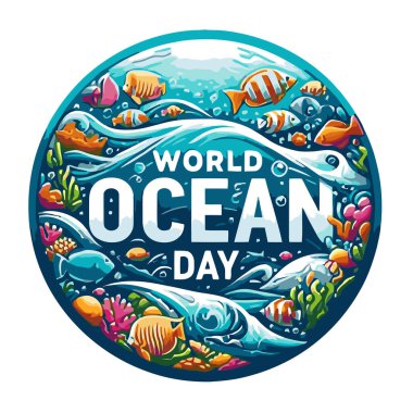 Dünya su günü afişi Balık ve denizle.