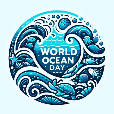 Dünya Okyanusu Günü vektör tasarımı. Dünya Okyanus Günü konsepti illüstrasyonu.