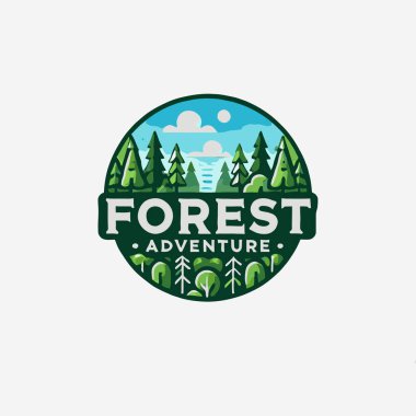 forest mountain logo design. adventure logo design vector illustration.