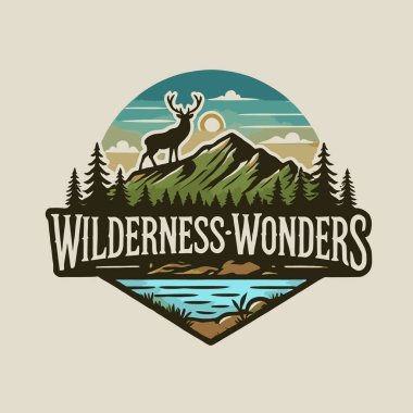 dağ ormanı logo tasarımı vektör çizimi