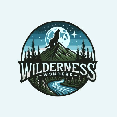 Klasik dağ amblemi. macera, yürüyüş, macera, yürüyüş logosu tasarımı, vektör illüstrasyonu