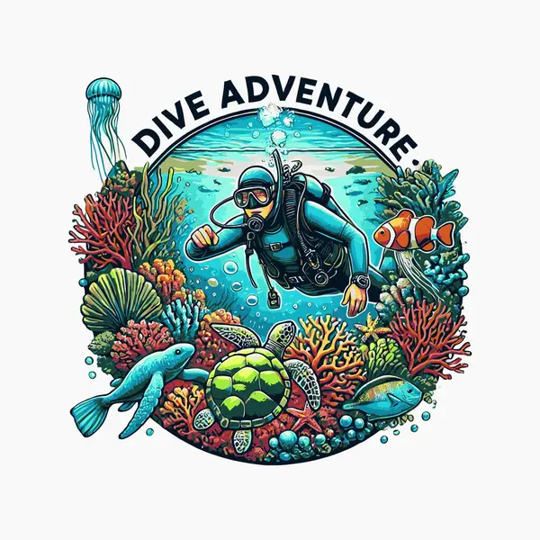 Su altı illüstrasyonunun vektör çizimi.