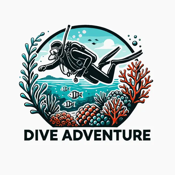 Scuba diving vektör çizim.