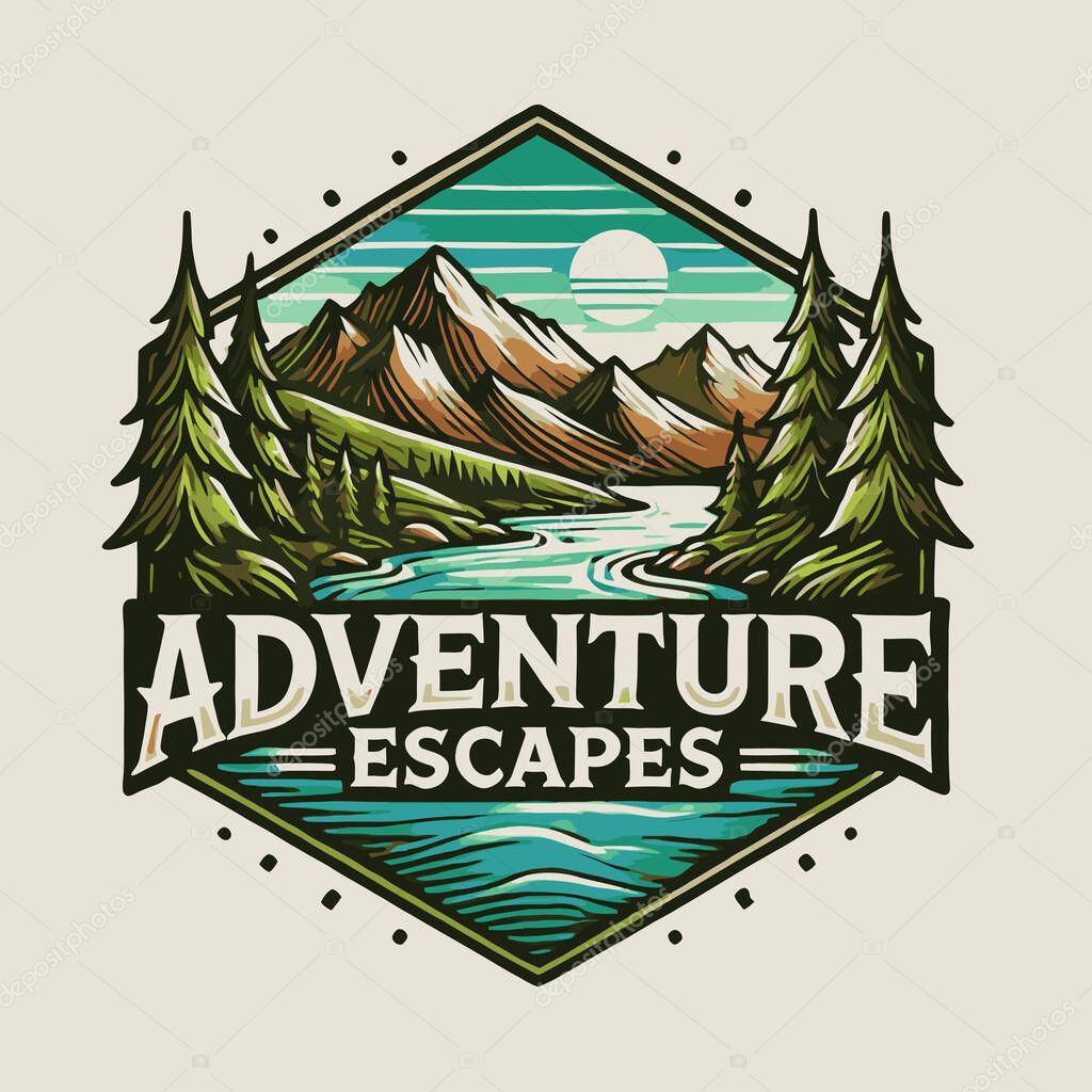 Mountain adventure vintage label