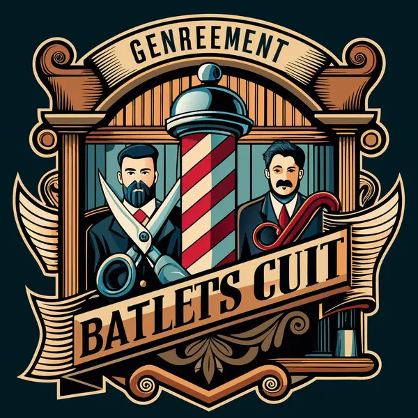 Çapraz kollu klasik berber rozeti..