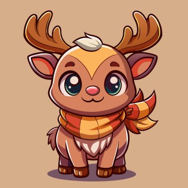 Vektör çizimi, şirin geyik karikatürü izole edilmiş.