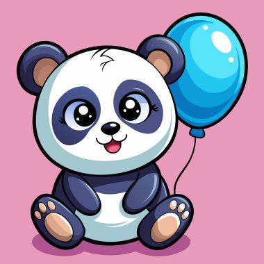 Pembe balondaki sevimli panda.