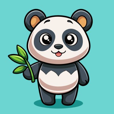 Sevimli panda çizgi film hayvan karakteri çizimi tasarımı