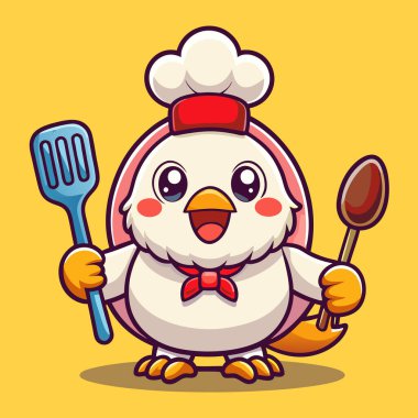 Çizgi film sevimli komik tavuk şefi karakteri.