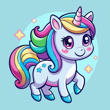 Şirin tek boynuzlu at çizgi film karakteri çizimi