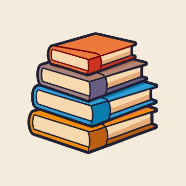 Kitap yığını ikonu. Beyaz arkaplanda izole edilmiş kitap vektörü simgesinin düz çizimi