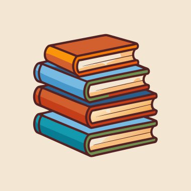 Bir yığın kitap. Vektör illüstrasyonu