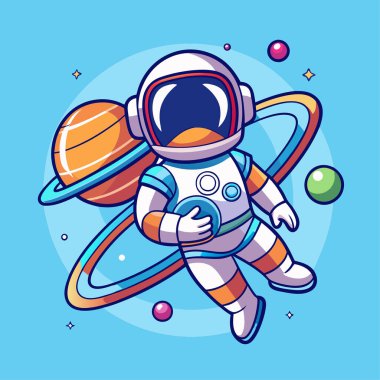 Uzayda uçan sevimli astronot.