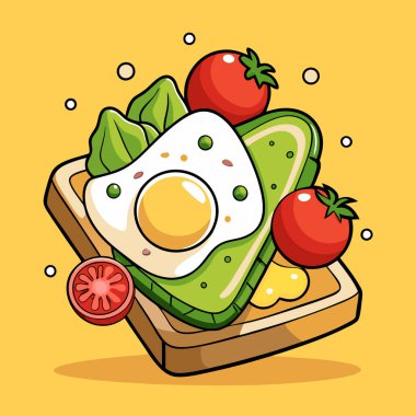 Sağlıklı kahvaltı yemeği çizgi film vektör çizim grafik tasarımı