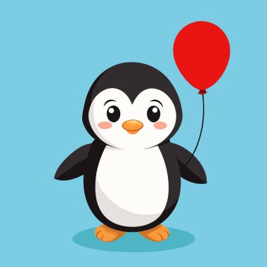 vektör karikatür sevimli penguen balonla