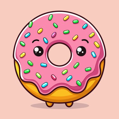 Şirin pembe çörekler çizgi filmi. vektör illüstrasyonu.