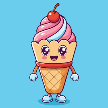 dondurma maskotu vektör illüstrasyonu