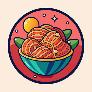 Makarnanın spagettiyle çizilmiş vektör çizimi.