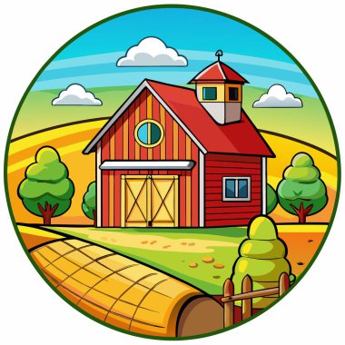 Bir arkaplan illüstrasyonunda çiftlik sahnesi