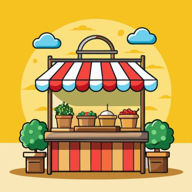 Çizgi film marketinin vektör illüstrasyonu