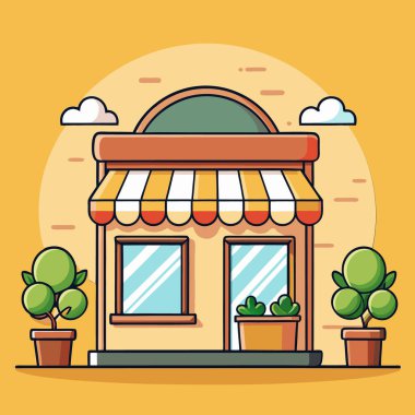 Çiçek vektör illüstrasyon tasarımlı ev binası