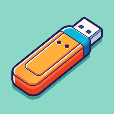 Hafıza kartı vektör simgesi. beyaz arkaplan usb flaş belleğinde izole edilmiş çizgi film vektör çizimi