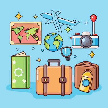 travel and vacation set icons