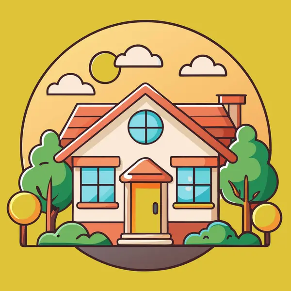 düz ağaçlı ev simgesi.