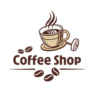 Kahve dükkanı logosu, kahve dükkanı logosu, vektör illüstrasyonu