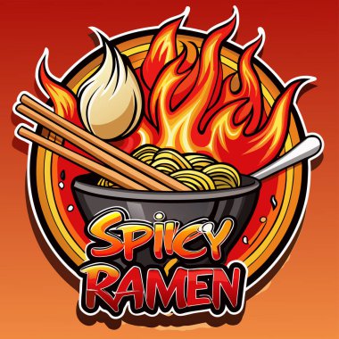 Soslu ramen eriştesi ve yemek çubuğu. vektör karikatür çizimi