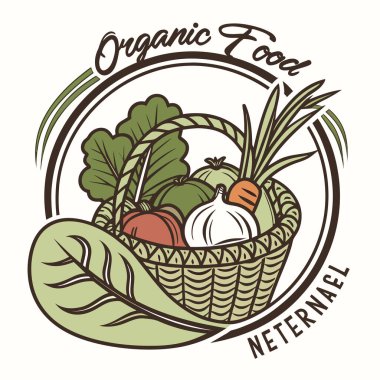 Çiftliğin vektör logosu. organik gıda ve sebze.