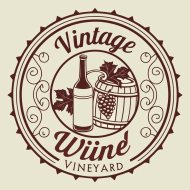 Şarabın vektör logosu geriye dönük olarak