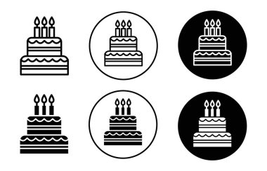 Web uygulaması için doğum günü pastası simgesi vektör logosu koleksiyonu