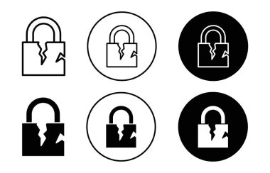 Web uygulaması için kırık asma kilit ikon vektör logosu koleksiyonu