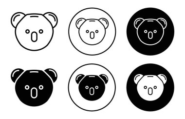 Koala baş simge vektör logosu web uygulaması ui için koleksiyon
