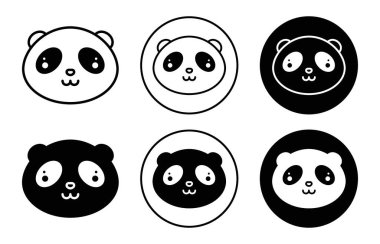 Panda Simgesi vektör logosu web uygulaması ui için koleksiyon