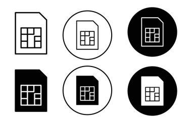 Sim kart simgesi vektör logosu web uygulaması ui için koleksiyon