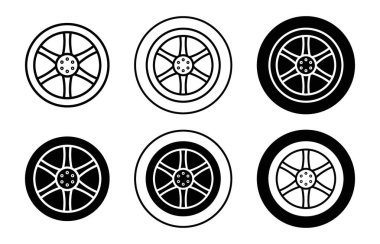 araba jant simgesi vektör logosu web uygulaması için koleksiyon