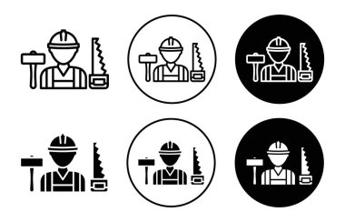 Marangoz işçisi simge vektör logosu web uygulaması için koleksiyon