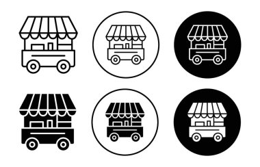 Web uygulaması için yiyecek arabası simgesi vektör logosu koleksiyonu