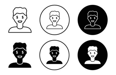 Açgözlülük simgesi vektör logosu web uygulaması ui için koleksiyon