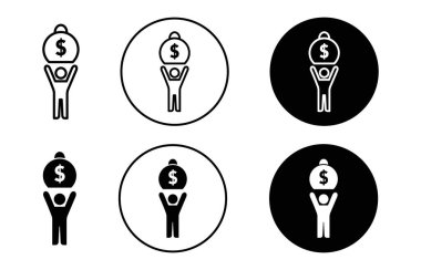 Ağırlık borcu simgesi vektör logosu olan adam web uygulaması ui için koleksiyon ayarladı