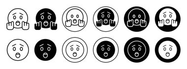 Şok olmuş yüz emoji simgesi vektör logosu web uygulaması için hazır