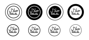 Web uygulaması için helal yiyecek ikonu vektör logosu koleksiyonu