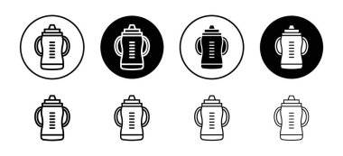 Sippy cup simgesi vektör logosu web uygulaması ui için koleksiyon