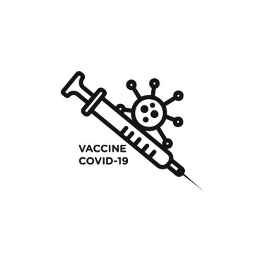 Covid 19 aşı ikonu vektör logosu web uygulaması için koleksiyon