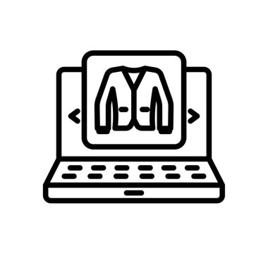 Web uygulaması için çevrimiçi kumaş mağaza çizgisi simge vektör logosu koleksiyonu