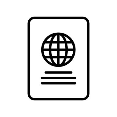 Pasaport simgesi logo işareti vektör ana hatları siyah ve beyaz