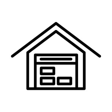 Depo simgesi logo işareti vektör ana hatları siyah ve beyaz